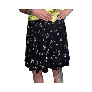Sz.0, 12, L*Torrid*Black Floral Chiffon Lace Skater Skirt